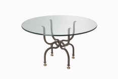 Table de repas Lyre - ronde 4 pieds avec dalle de verre