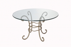 Table de repas Cyclade - ronde avec dalle de verre