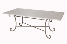 Table de repas Cyclade - rectangulaire simple avec plateau en pierre