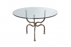 Table de repas Lyre - ronde 3 pieds avec dalle de verre